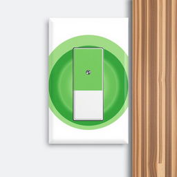 A stylish and modern cover for an electrical panel, designed to blend seamlessly with a green circle motif