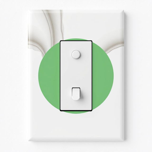 A stylish and modern cover for an electrical panel, designed to blend seamlessly with a green circle motif