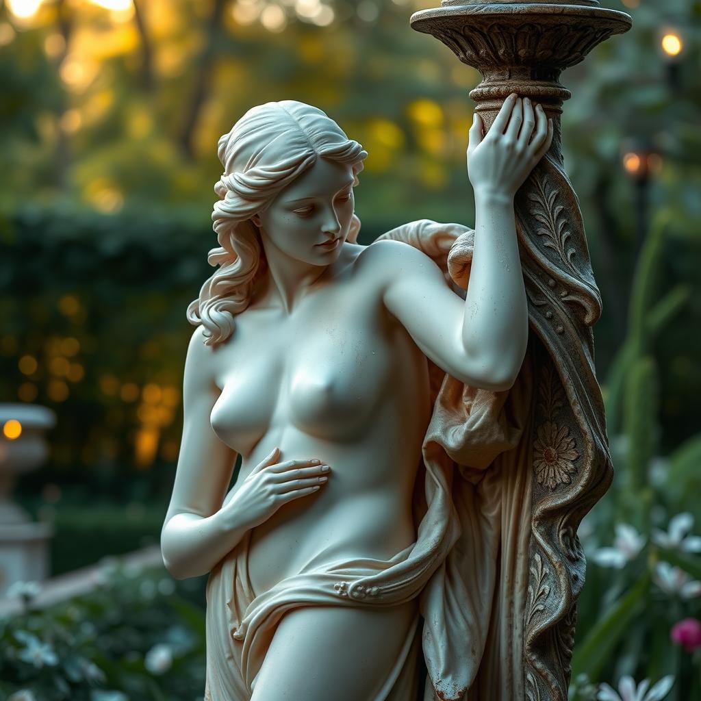 A tasteful artistic representation of a woman, celebrated for its beauty and elegance, inspired by classical sculpture and renaissance art, focusing on the grace of the human form with intricate attention to detail in posture and expression