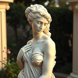 A tasteful artistic representation of a woman, celebrated for its beauty and elegance, inspired by classical sculpture and renaissance art, focusing on the grace of the human form with intricate attention to detail in posture and expression