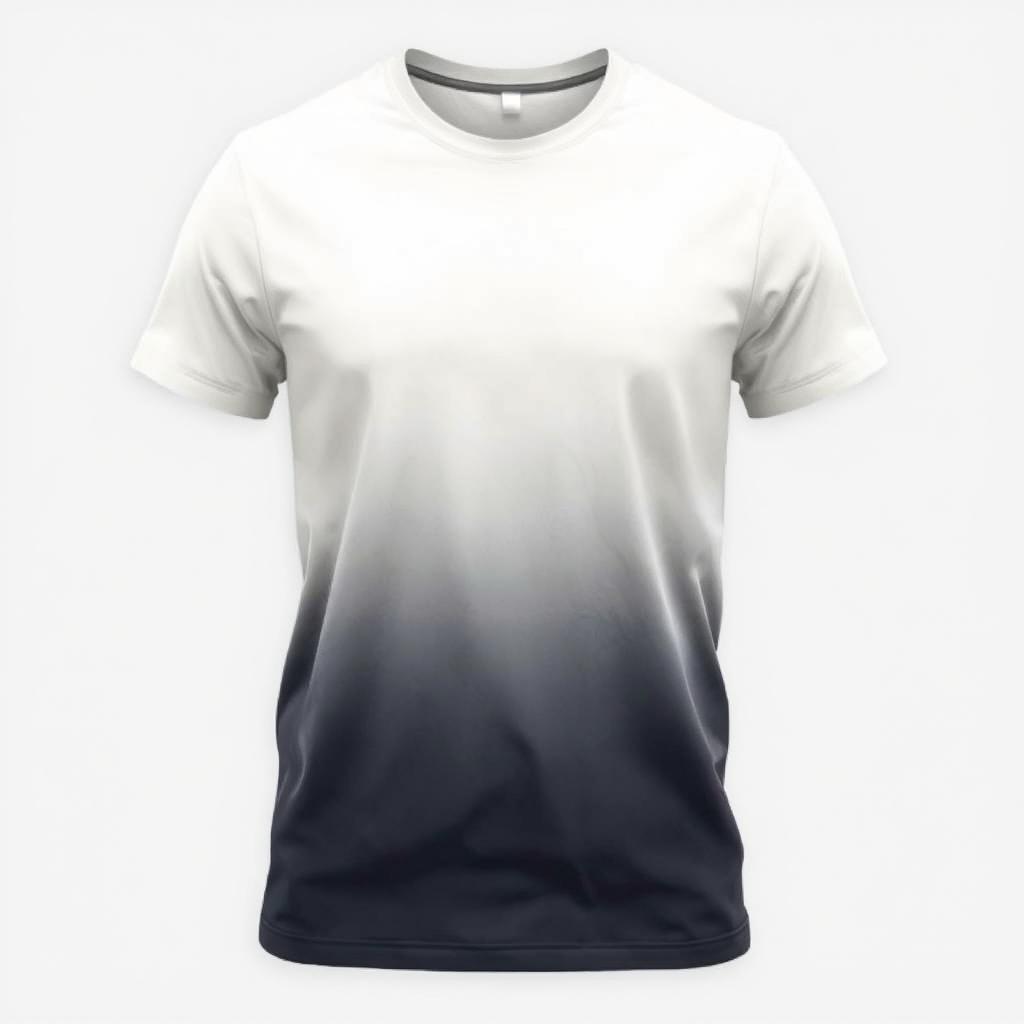 A stylish t-shirt featuring a smooth gradient color transition from cream to a darker shade