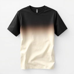 A stylish t-shirt featuring a smooth gradient color transition from cream to a darker shade