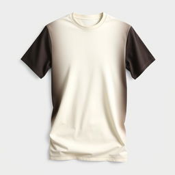 A stylish t-shirt featuring a smooth gradient color transition from cream to a darker shade