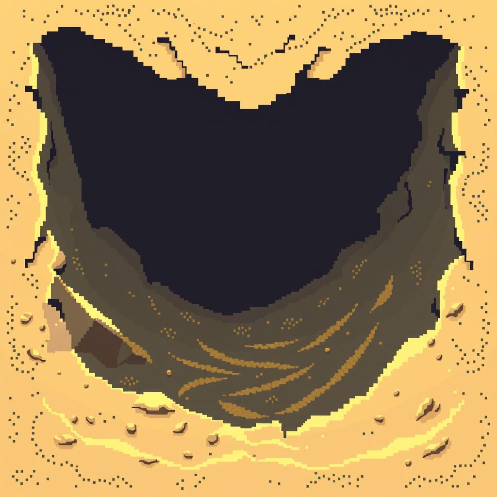 2D pixel art of a sandy floor with a bottomless appearance, creating the illusion of an infinite void