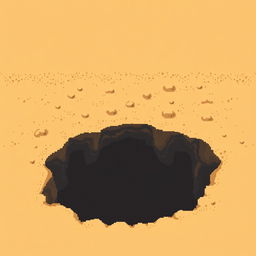 2D pixel art of a sandy floor with a bottomless appearance, creating the illusion of an infinite void