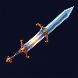 A beautifully designed sword, highly detailed, reduced to fit in a 32x32 pixel space