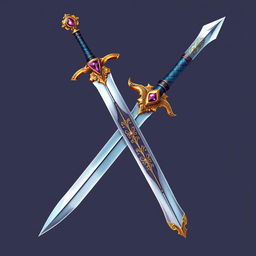 A beautifully designed sword, highly detailed, reduced to fit in a 32x32 pixel space