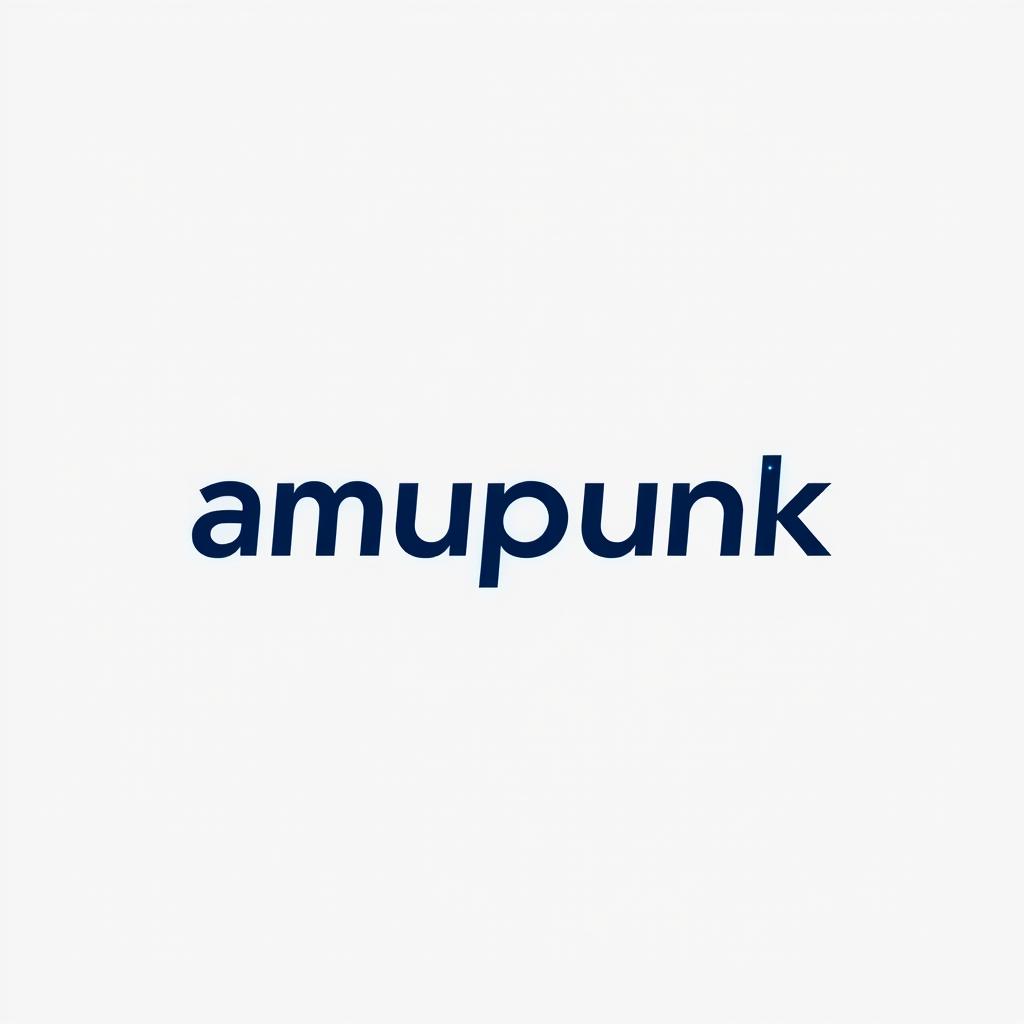 A minimalist logo design featuring the word 'amupunk' with an edgy font style