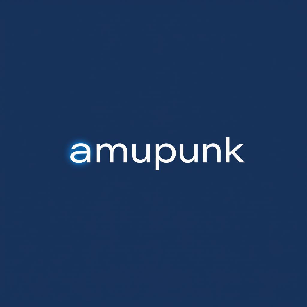 A minimalist logo design featuring the word 'amupunk' with an edgy font style