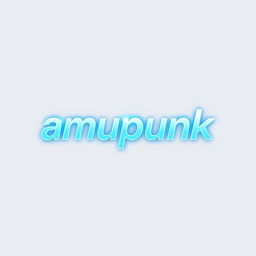 A minimalist logo design featuring the word 'amupunk' with an edgy font style