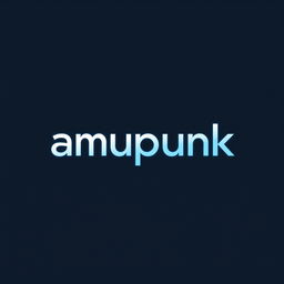 A minimalist logo design featuring the word 'amupunk' with an edgy font style