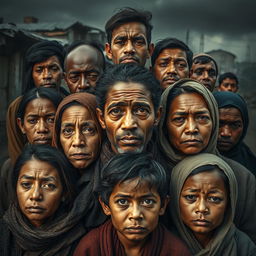 A powerful and thought-provoking image capturing the diverse faces of precariousness