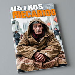 A striking magazine cover titled 'Rostros de la Precariedad' with a poignant image of a homeless person as the central focus