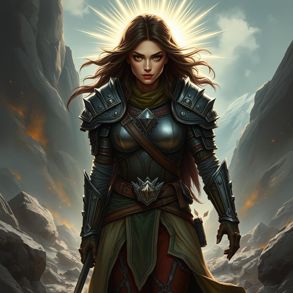 A powerful DND female character, embodying the essence of valor on a path of redemption