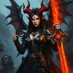 A captivating DND female pitfiend, navigating the path of redemption