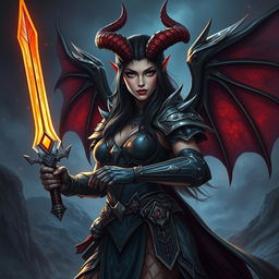 A captivating DND female pitfiend, navigating the path of redemption