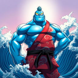 Jinbe, a strong and powerful Fish-Man from the One Piece universe, displaying his signature stoic expression