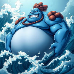 Jinbe, the strong and powerful Fish-Man from the One Piece universe, showcasing his robust and muscular build