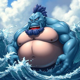 Jinbe, the strong and powerful Fish-Man from the One Piece universe, showcasing his robust and muscular build