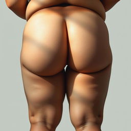 A detailed artistic representation of a chubby man's buttocks, highlighting the softness and roundness with a focus on light and shadow play