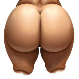 A detailed artistic representation of a chubby man's buttocks, highlighting the softness and roundness with a focus on light and shadow play