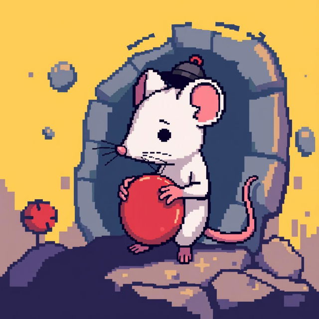 A tiny mouse holding a button in its hand, set within the unique visual style of the Undertale universe