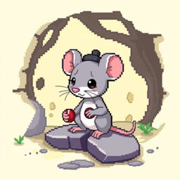 A tiny mouse holding a button in its hand, set within the unique visual style of the Undertale universe