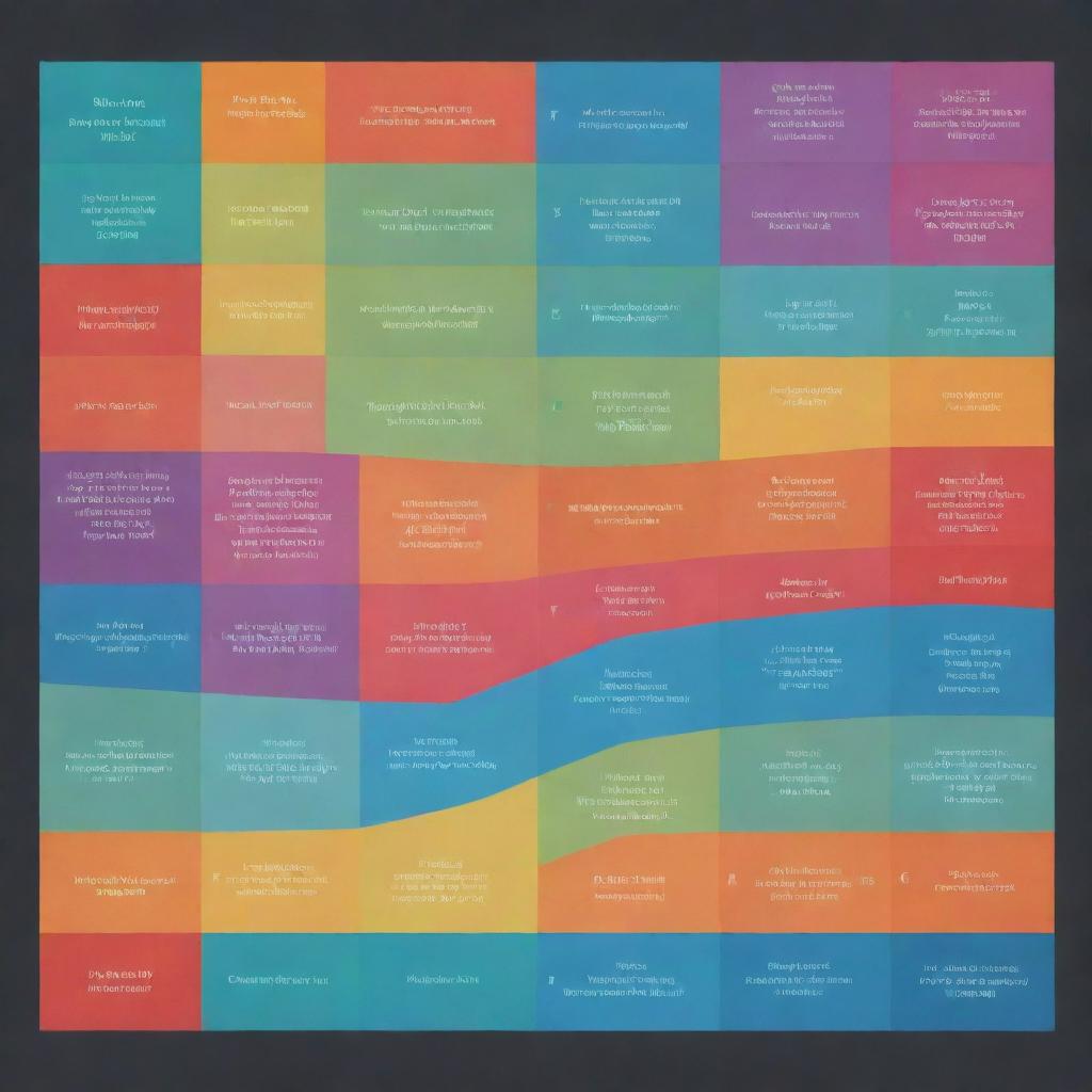 A complex graph including a detailed process scheme, designed with diverse and bright colors to help delineate each separate process.