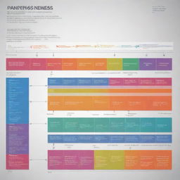 A complex graph including a detailed process scheme, designed with diverse and bright colors to help delineate each separate process.