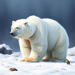 A large Snow Bear, scientifically known as Ursus arctos glacialis, depicted as a significant predator adapted to cold environments