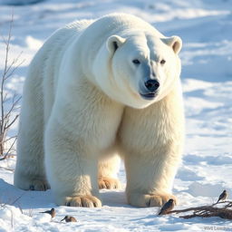 A large Snow Bear, scientifically known as Ursus arctos glacialis, depicted as a significant predator adapted to cold environments