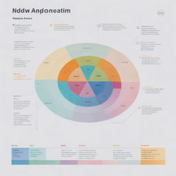 A complex graph including a detailed process scheme, designed with diverse and bright colors to help delineate each separate process.