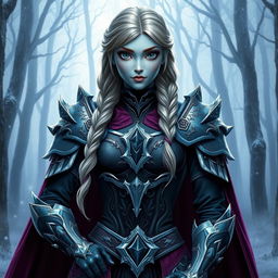 An imaginative fusion of Anna from "Frozen" and Sylvanas from "World of Warcraft," re-envisioned as a DND character