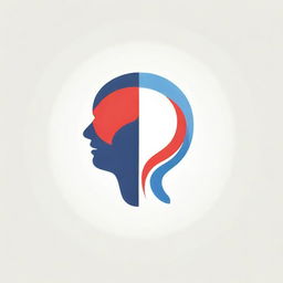 Design a psychology logo featuring prominent use of red, white and blue colors.