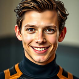 A striking and captivating portrait of Tom Holland, capturing his charming and attractive appearance