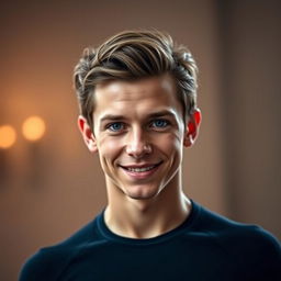 A striking and captivating portrait of Tom Holland, capturing his charming and attractive appearance
