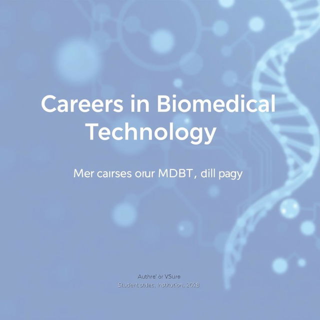 Create a professional and academic title page for "MDBT 662: Careers in Biomedical Technology"