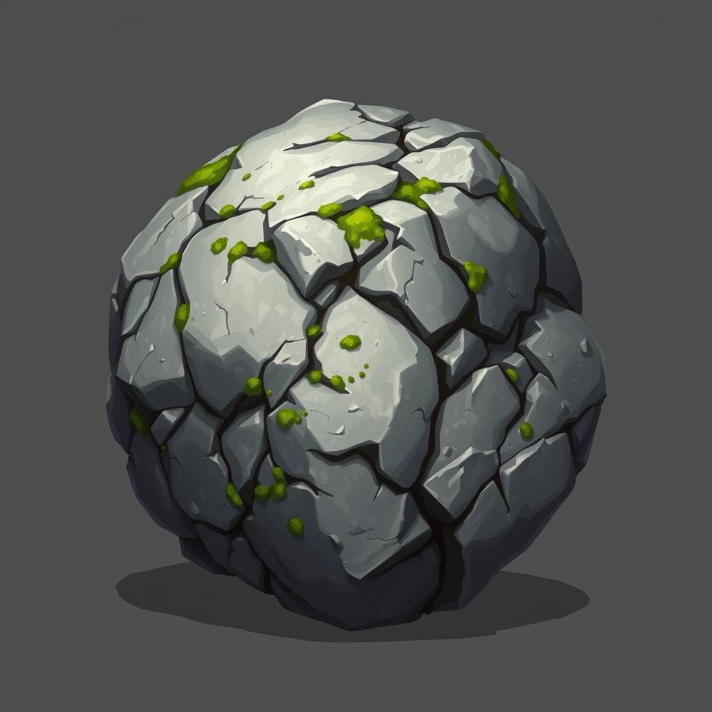 A detailed and artistic 2D sprite of a rock