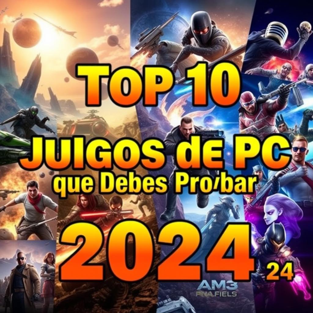 A captivating YouTube thumbnail featuring a vibrant collage of popular PC games anticipated in 2024