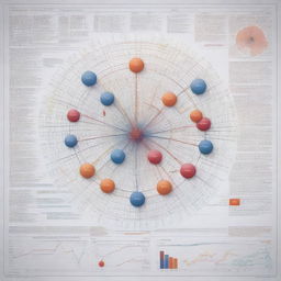 A highly detailed, technical-themed, complex graph including specific information with an intricate process scheme. Use sharp and striking colors to highlight different aspects of the scheme.