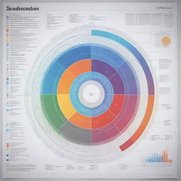 A highly detailed, technical-themed, complex graph including specific information with an intricate process scheme. Use sharp and striking colors to highlight different aspects of the scheme.