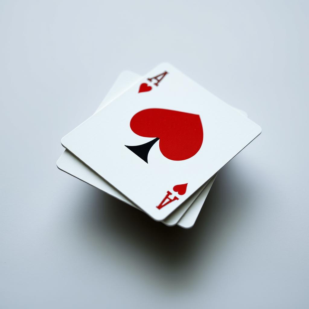 A close-up shot of just two playing cards, the Ace of Hearts stacked directly on top of the King of Clubs