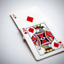 A close-up shot of just two playing cards, the Ace of Hearts stacked directly on top of the King of Clubs