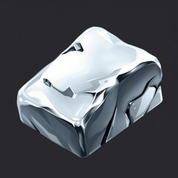 A detailed and artistic 2D sprite of a silver ingot