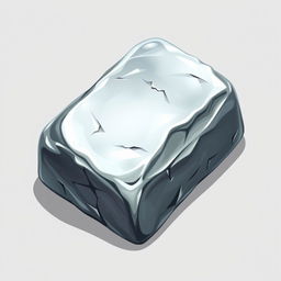 A detailed and artistic 2D sprite of a silver ingot