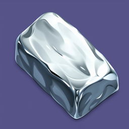 A detailed and artistic 2D sprite of a silver ingot