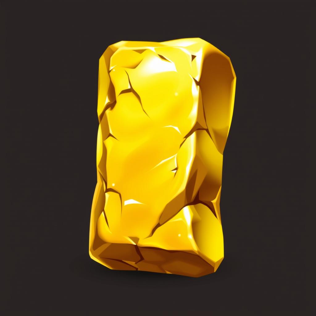 A detailed and artistic 2D sprite of a gold ingot