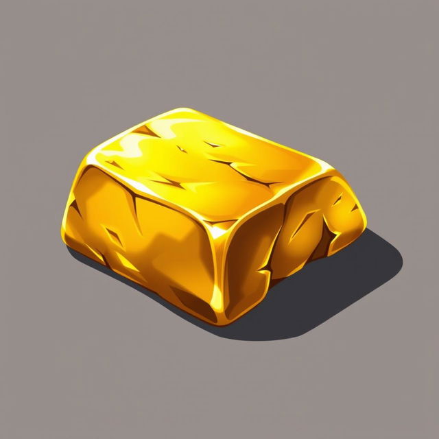 A detailed and artistic 2D sprite of a gold ingot