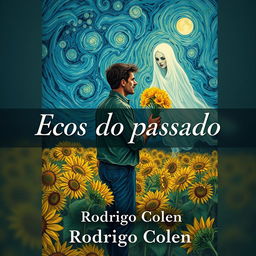 A book cover illustration for a novel titled "Ecos do passado"