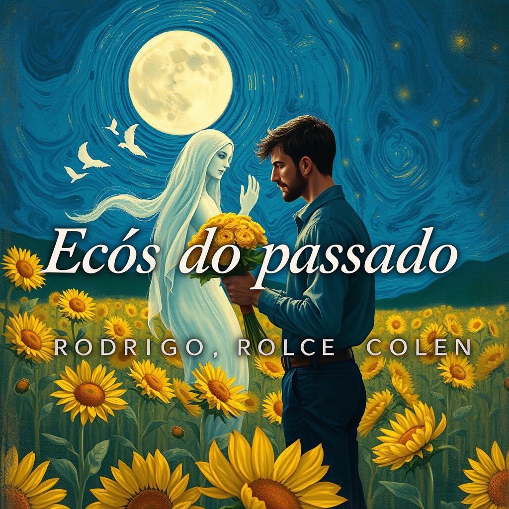 A book cover illustration for a novel titled "Ecos do passado"